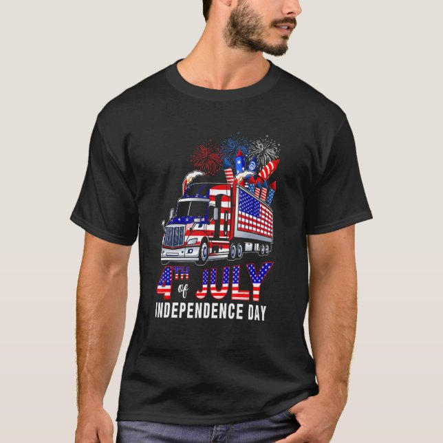 4:e juli: Oberoende Lastbil Fireworks T Shirt (Framsida)