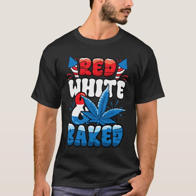 4:e juli, Ogräs Red White Byked Funny T Shirt (Framsida)