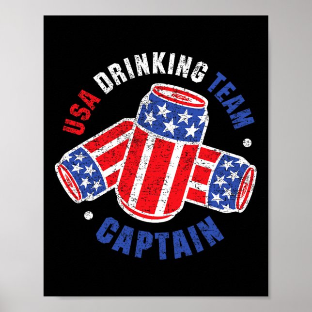 4:e Juli Ölkanyladd Flagg Usa Drickande Team Tröjo Poster (Framsidan)