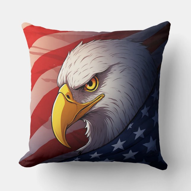 4:e juli-örn – Patriotisk USA-design Kudde (Framsida)