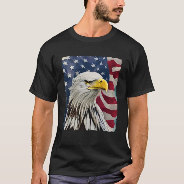 4:e juli Painting Örn American Flagga USA T Shirt (Framsida)