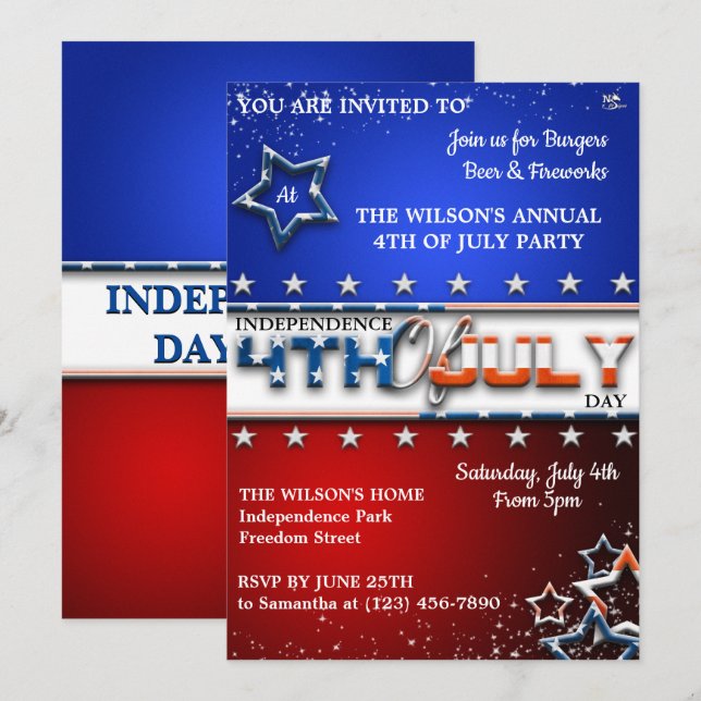 4:e juli-partiets inbjudan (Fram/baksida)