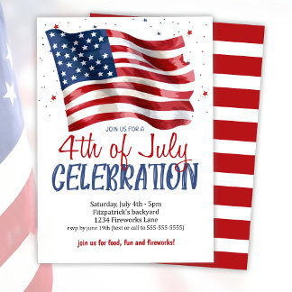 4:e juli-partiets inbjudan American Flagga Backyar