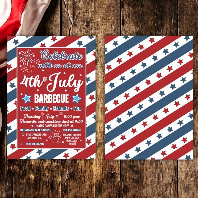 4:e juli-partiets inbjudan, Patriotic Barbecue Inbjudningar (Skapare uppladdad)