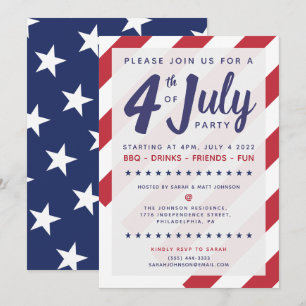 4:e juli-partiets inbjudan - USA:s patriotiska Fla