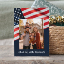 4:e juli Party-familjefoto på amerikansk Flagga