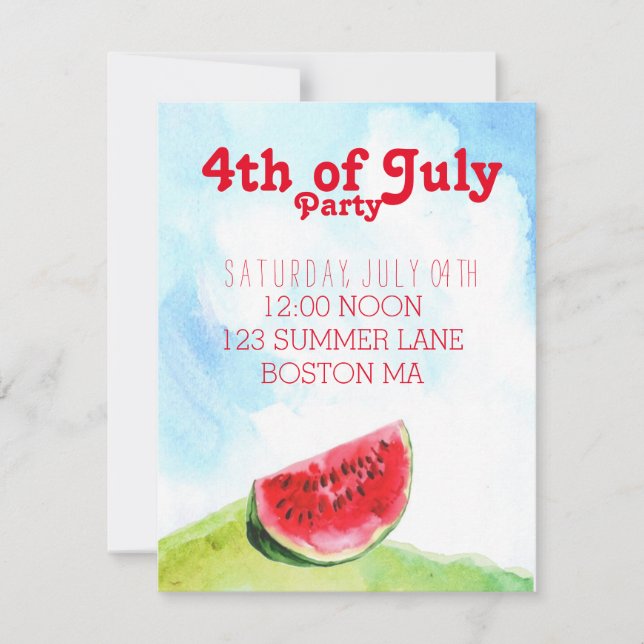 4:e juli party-inbjudan inbjudningar (Framsida)