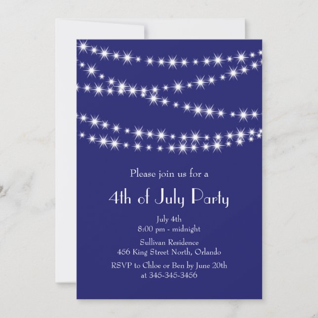 4:e juli Party-inbjudan Ljus Inbjudningar (Framsida)
