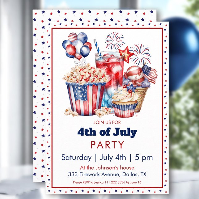 4:e juli Party Independence day-sötsaker Inbjudningar (4th of July Party Independence day Sweets Invitation)