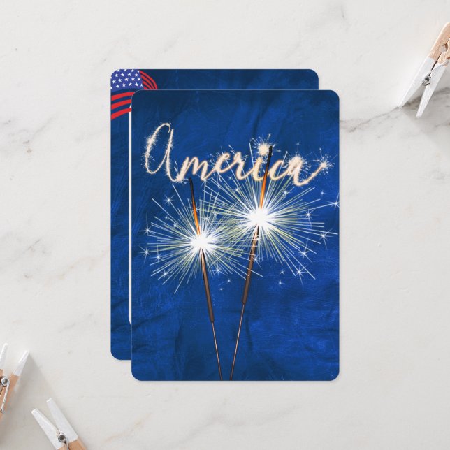 4:e juli Party-miniatyr om blåinbjudan Inbjudningar (Fram/Back In Situ)