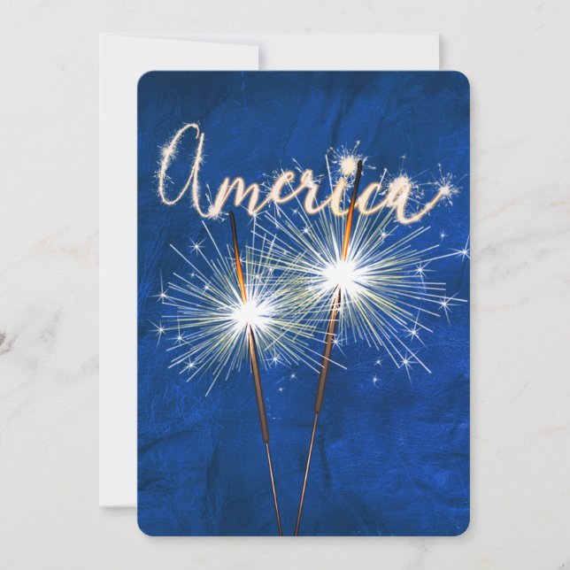 4:e juli Party-miniatyr om blåinbjudan Inbjudningar (Framsida)