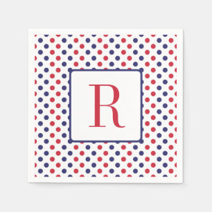 4:e juli Party Monogram Red White och Blue Pappersservett