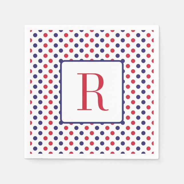4:e juli Party Monogram Red White och Blue Pappersservett (Framsidan)