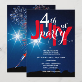 4:e juli Party-stjärnor och Fireworks-inbjudningar Inbjudningar
