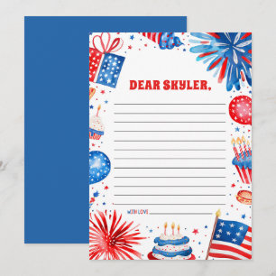 4:e juli Patriotic Birthday Time Kapsel Card Inbjudningar