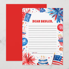 4:e juli Patriotic Birthday Time Kapsel Card Inbjudningar