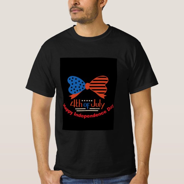"4:e juli" Patriotic Bow Design Anpassningsbar T Shirt (Framsida)