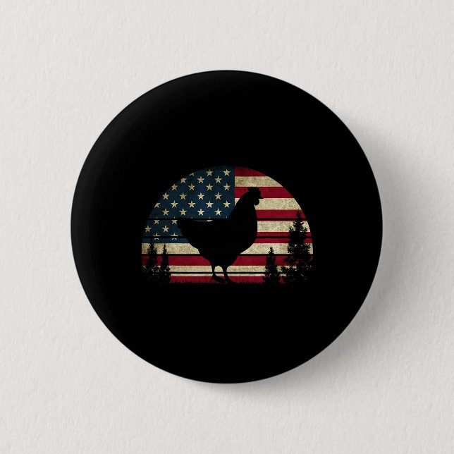 4:e juli Patriotic Chicken American USA flagga Ch Knapp (Framsida)