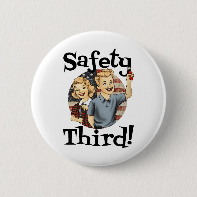 4:e juli Patriotic Fireworks Safety Third Vinta Knapp (Framsida)