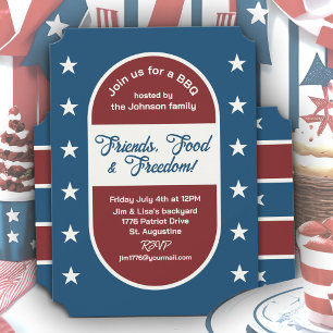 4:e juli Patriotic Freedom Backyard BBQ Party Inbjudningar