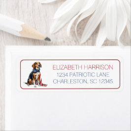 4:e juli Patriotic Hound-Personlig Returadress Etikett