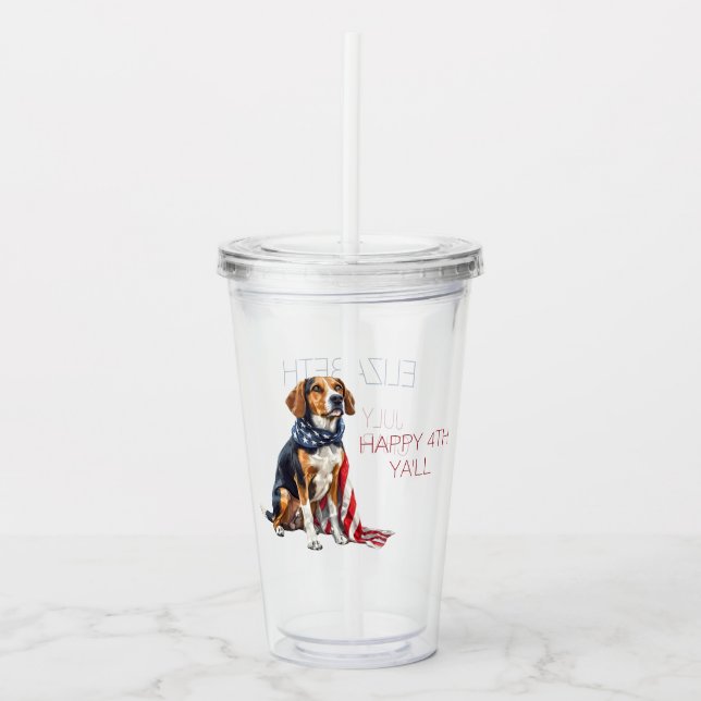 4:e juli Patriotic Hound-Personlig Take Away Mugg (Framsida)