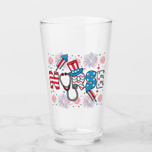 4:e juli Patriotic Nurse Drinking Glaskopp