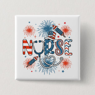 4:e juli Patriotic Nurse Square Knapp