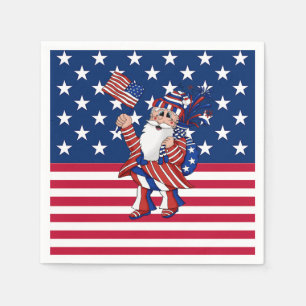 4:e juli: Patriotic Red, White & Blue BBQ Santa Pappersservett
