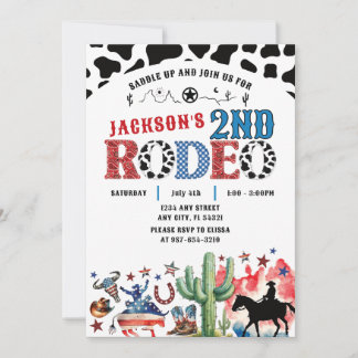4:e juli: Patriotic Rodeo Birthday-inbjudan Inbjudningar