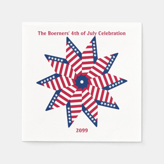4:e juli Patriotic Roligt Party Papper Napkins Pappersservett (Framsidan)