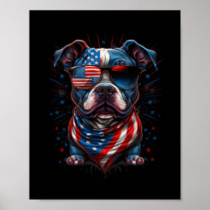 4:e juli Patriotic Stafford Bull Terrier D Poster