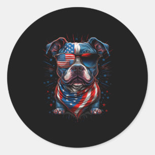 4:e juli Patriotic Stafford Bull Terrier D Runt Klistermärke