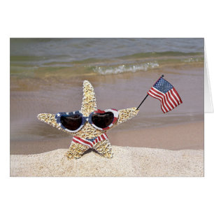 4:e juli Patriotic Starfish Hälsningskort