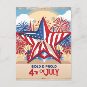 4:e juli: Patriotic Stars Helg Vykort
