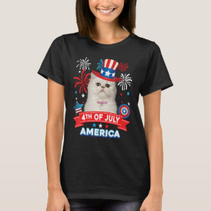 4:e juli Patriotisk dag Persian Cat Independence T Shirt
