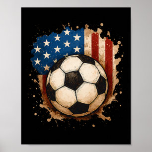 4:e juli patriotisk fotboll USA amerikansk flagga Poster