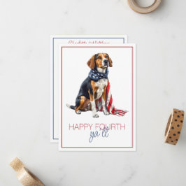 4:e Juli Patriotisk Hound Hund Personlig Anteckningskort
