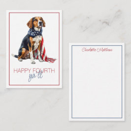 4:e juli Patriotisk Jakt Hund Personlig Anteckningskort