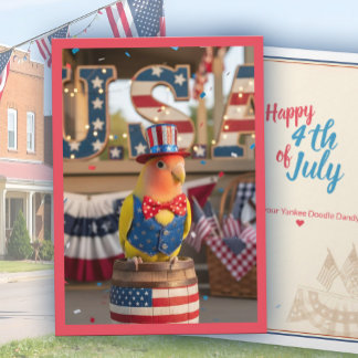 4:e juli Patriotisk Kärleksfågel Americana Sällska Kort