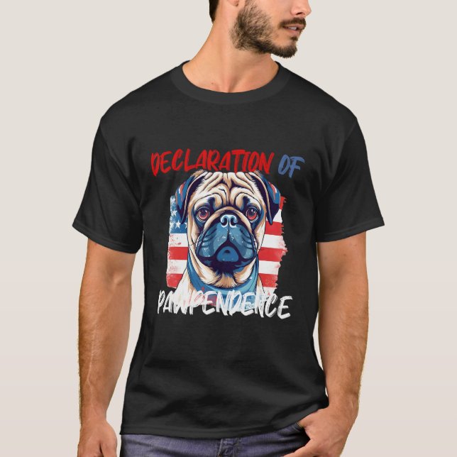 4:e Juli Patriotisk Pug T Shirt (Framsida)