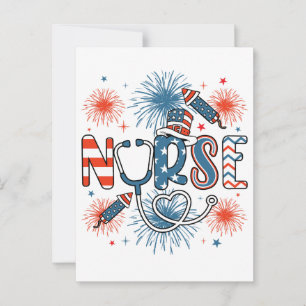 4:e juli patriotisk sjuksköterska fyrkant vykort