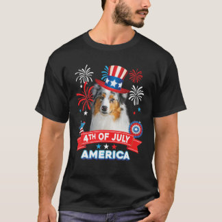 4:e juli Patriotiska dagen Australian shepherd Hun T Shirt