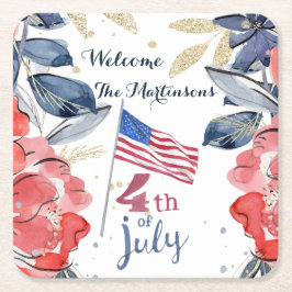 4:e juli-Personligens Snyggt Underlägg Papper Kvadrat