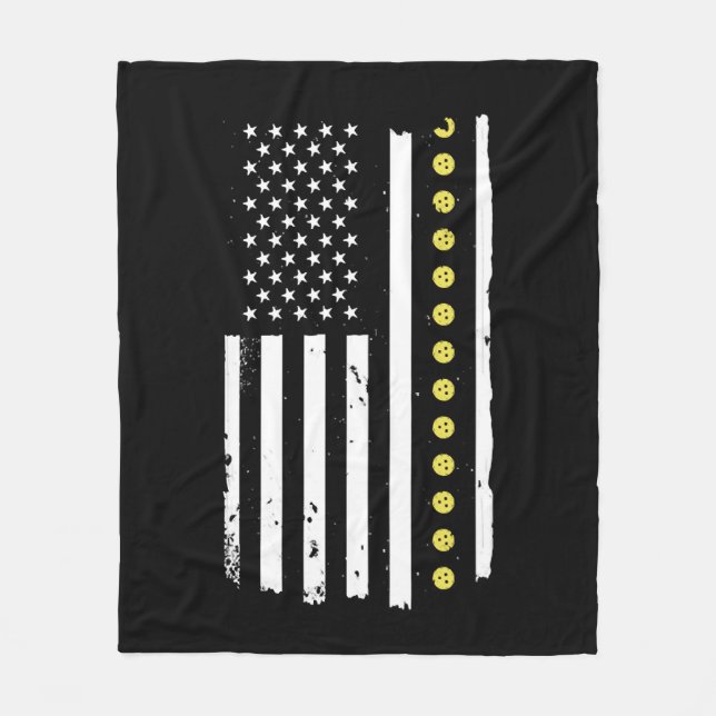 4:e juli Pickleball Patriotic Flagga Gifts Fleecefilt (Framsidan)