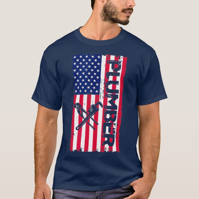 4:e juli Plumber USA Amerikanska Flagga Patriotic T Shirt (Framsida)