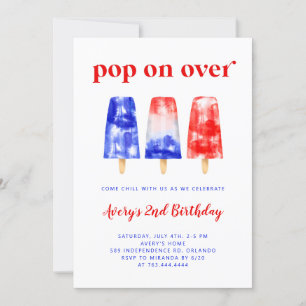 4:e juli Popsicle Birthday Inbjudningar