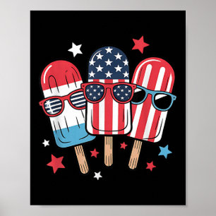 4:e juli Popsicle Boys Girls Kids American Flagga Poster