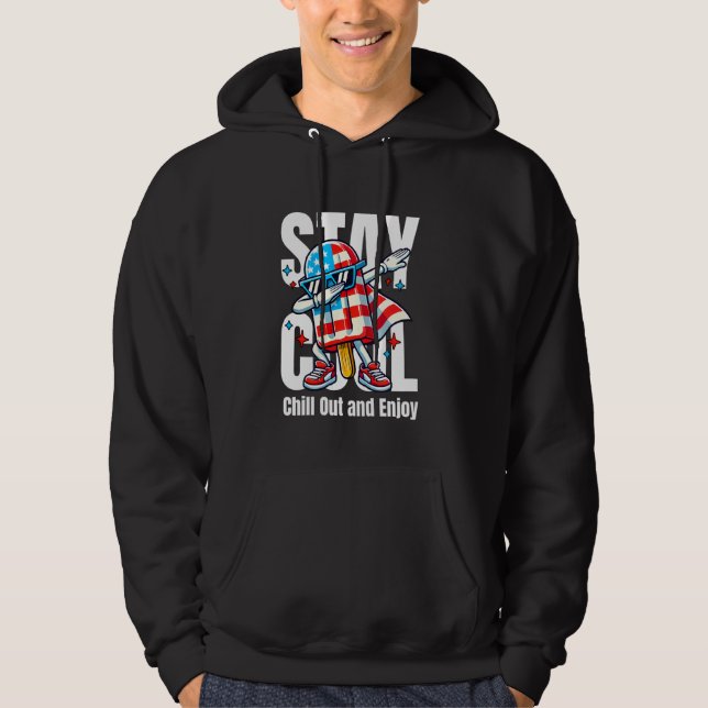 4:e juli: Popsicle Dabbing Patriotic US American Hoodie (Framsida)