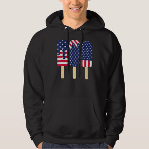 4:e juli Popsicle Patriotic American Flagga Memor Hoodie